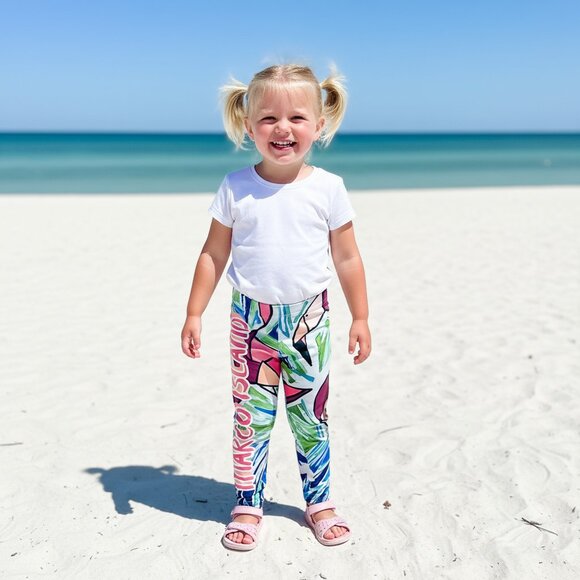 NWT $98 adorable UPF 50 toddler size 2T leggings Flamingo's - Picture 2 of 7